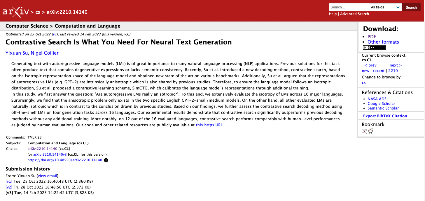 Contrastive Search : A Token Selection Algorithm That Can Suppress Repetition in Language Generation